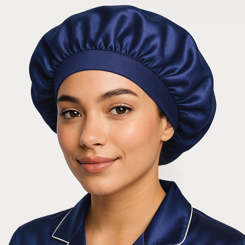 Bonnet de nuit en soie à élastique