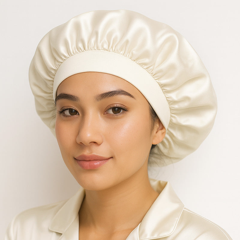 Bonnet de nuit en soie à élastique