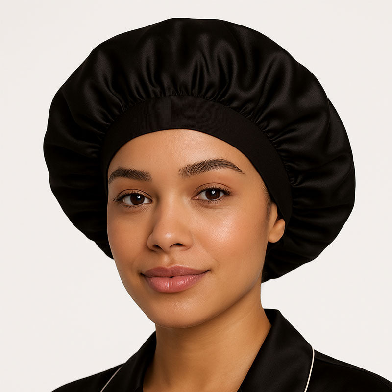Bonnet de nuit en soie à élastique